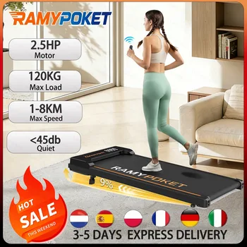 RAMYPOKET  5 in 1 Tapis roulant elettrico per casa e ufficio con motore silenzioso migliorato di 2.5HP 9% inclinabile 1-8KM/H carico massimo 120KG Tapis roulant elettrico per casa e ufficio