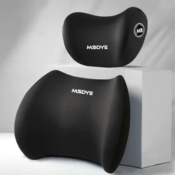 Ergonomic Memory Foam Car Pillow and Lumbar Support Cushion (Black set)