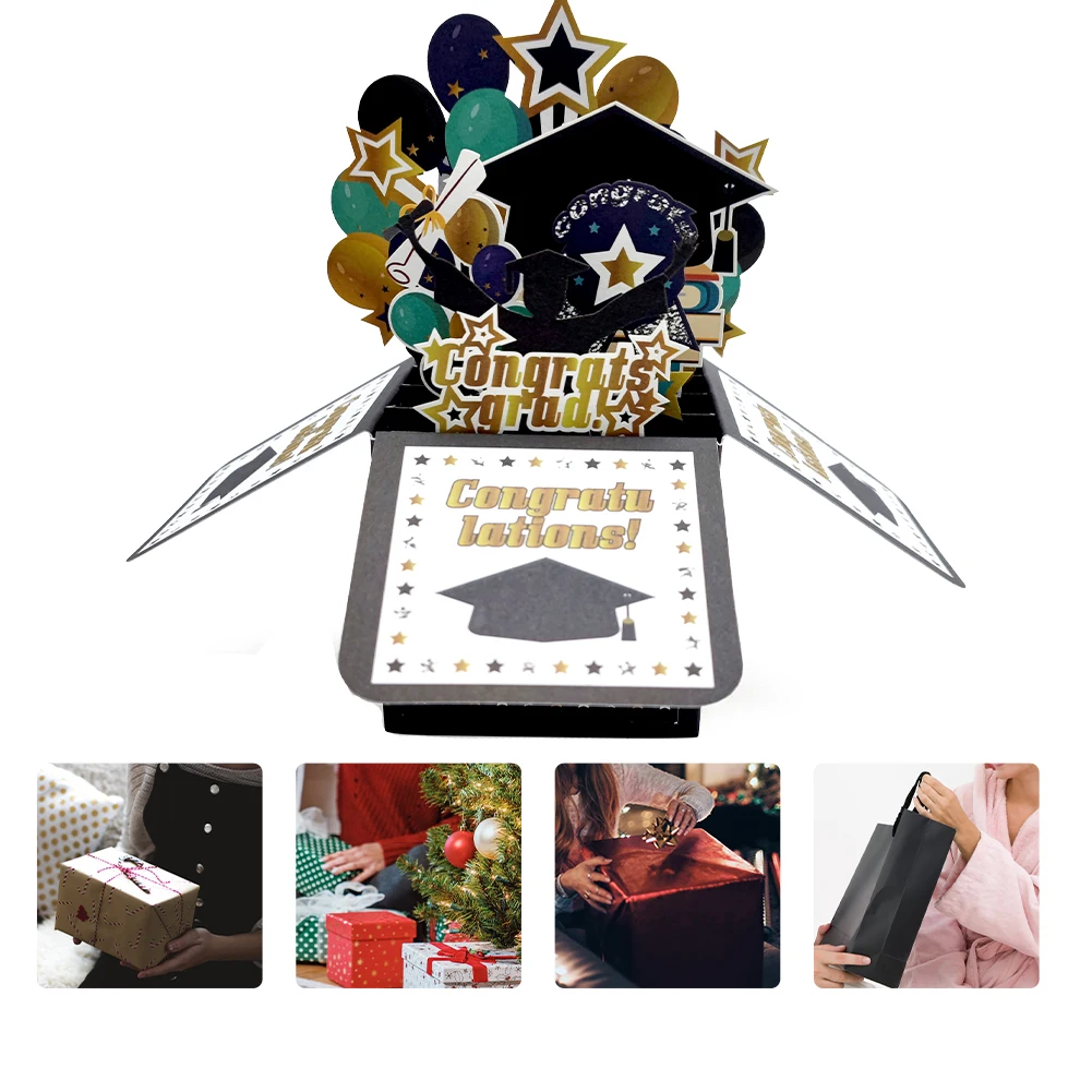 Greeting Cards Graduation Card Graduation Pop Up Card High School Cards 3D Popup Greeting Gift for Boy Girl