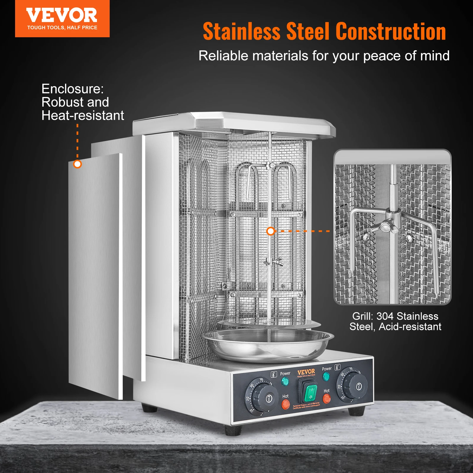 VEVOR Shawarma Grill Machine, 13lbs  Chicken Shawarma Cooker Machine Electric Vertical Broiler Gyro Rotisserie Oven Doner Kebab 2