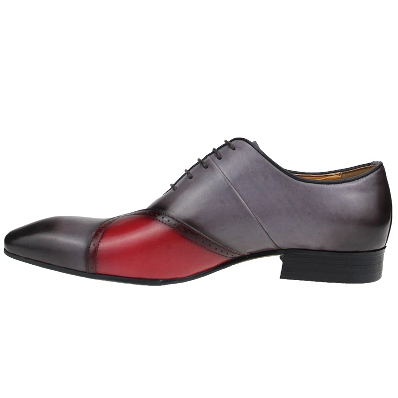 Lace Up Elegance Luxury Hot Sale Formal Shoes for Mens Genuine Leather Zapatos Social  Wedding Dress Sapato Oxford Mixed Leather