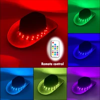 Novelty Decorative Cowboy Hats Led Colorful Neon Light Hat Remote Control Change Colors Men Women Costumes Hats Caps 1
