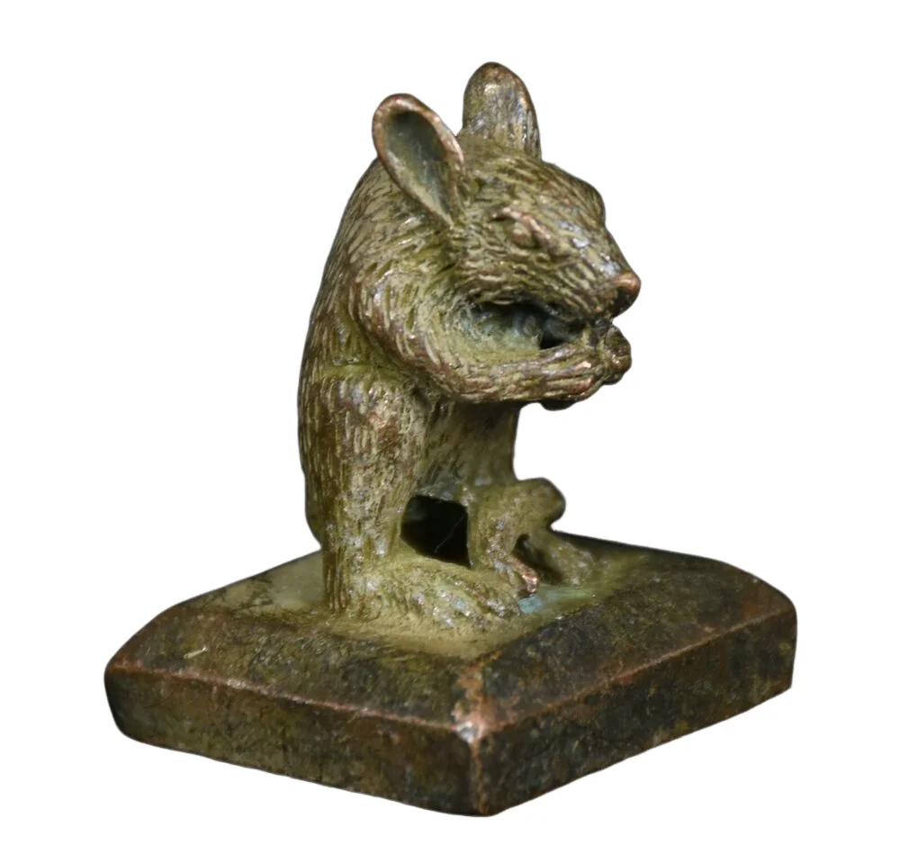 4.5Cm Rare Old China Red Copper Dynasty Palace Mouse Rat Luck Seal Sigillo Sigillo Sigillo Timbro