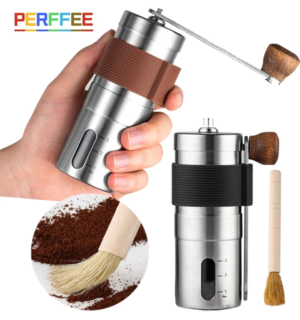 Moulin à café manuel portable réglable en acier inoxydable, broyeur de  grains de café, outil de cuisine fait à la main - AliExpress
