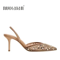 Luxury Fashion Bling String Bead Mesh High Heels Women Sexy Pointed Toe Breathable Heeled Sandals Elegant Slingbacks Women Pumps - Image 6
