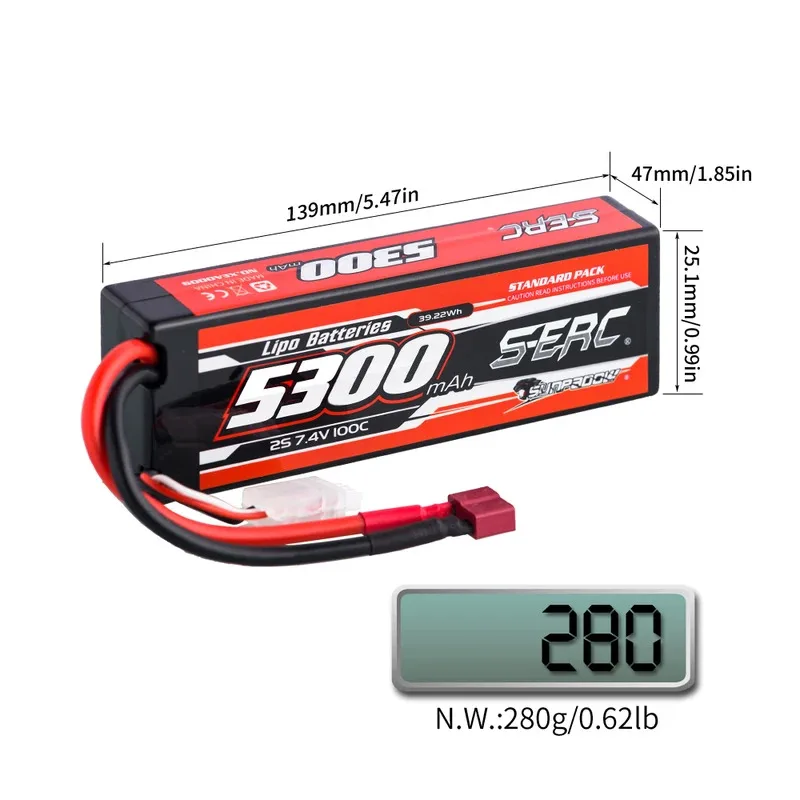Batterie LiPo 5300mAh 2S-4S 100C EC5/T pour RC