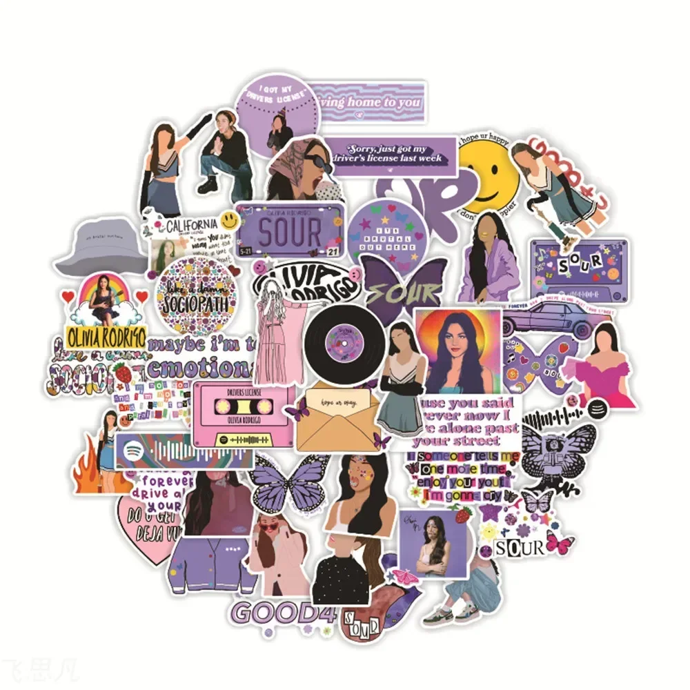 Decorative Stickers 50Pcs Olivia Isabel Rodrigo Originality Singer Star Laptop/skateboard Theme Party Waterproof