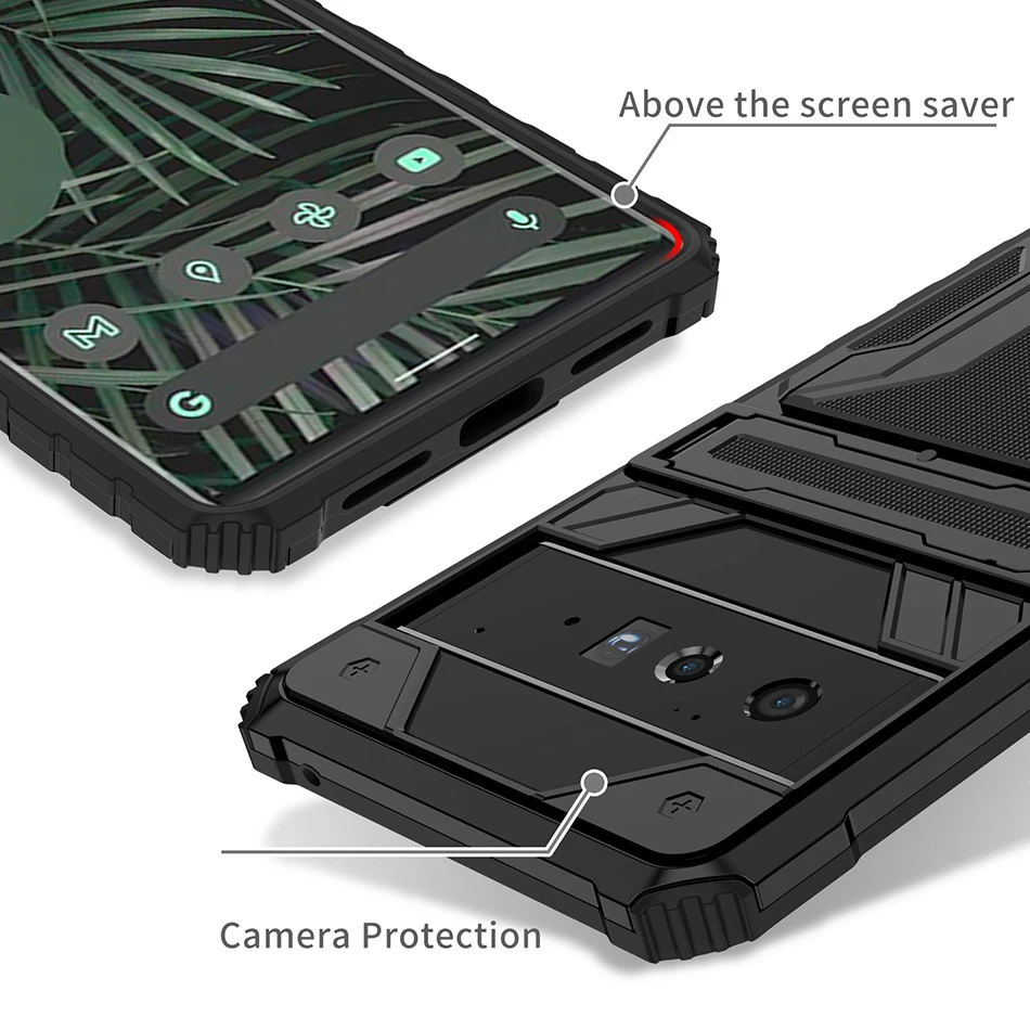 Shockproof Rugged Card Holder Case With Kickstand For Pixel 6 Series