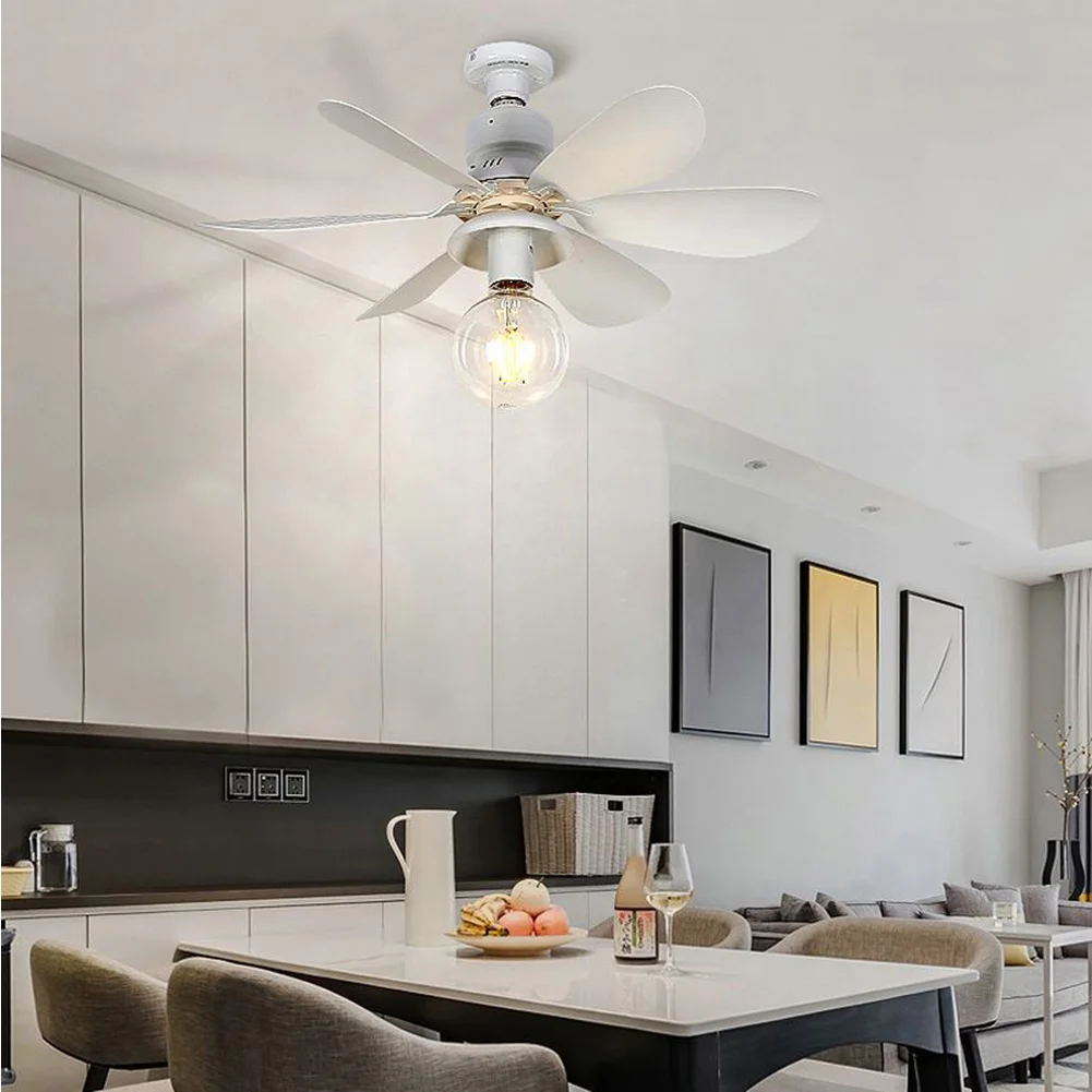E27 Socket Fan LED Light Remote Control Ceiling Fan LED Lamp E27 Base 52cm Indoor Ceiling Light 3 Speeds for Bedroom Kitchen