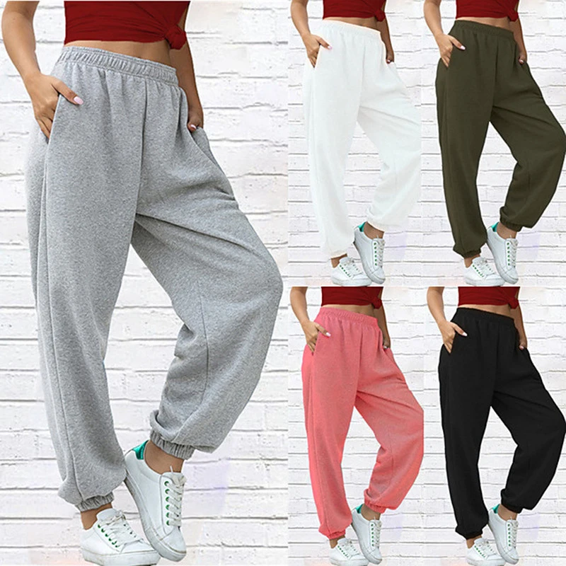 

2023 Plush Thickened Sportswear Pants Women High Waisted Loose Fitting Casual Ladies Pants Elastic Waist Fashion Outfit Clothing