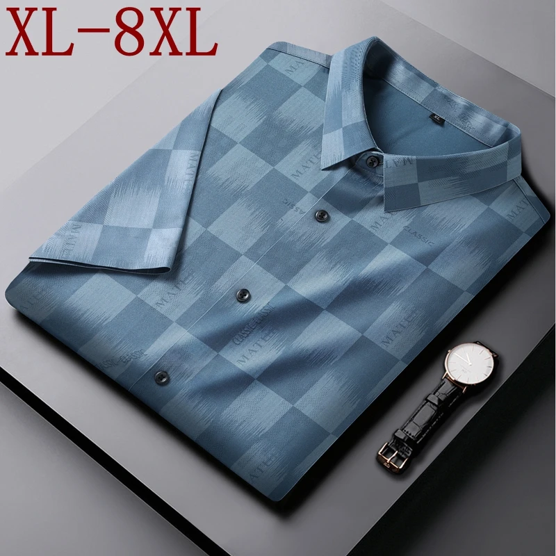 

Рубашка мужская свободного покроя в клетку, люксовая модная блуза в английском стиле, большие размеры 8XL 7XL 6XL, лето 2024