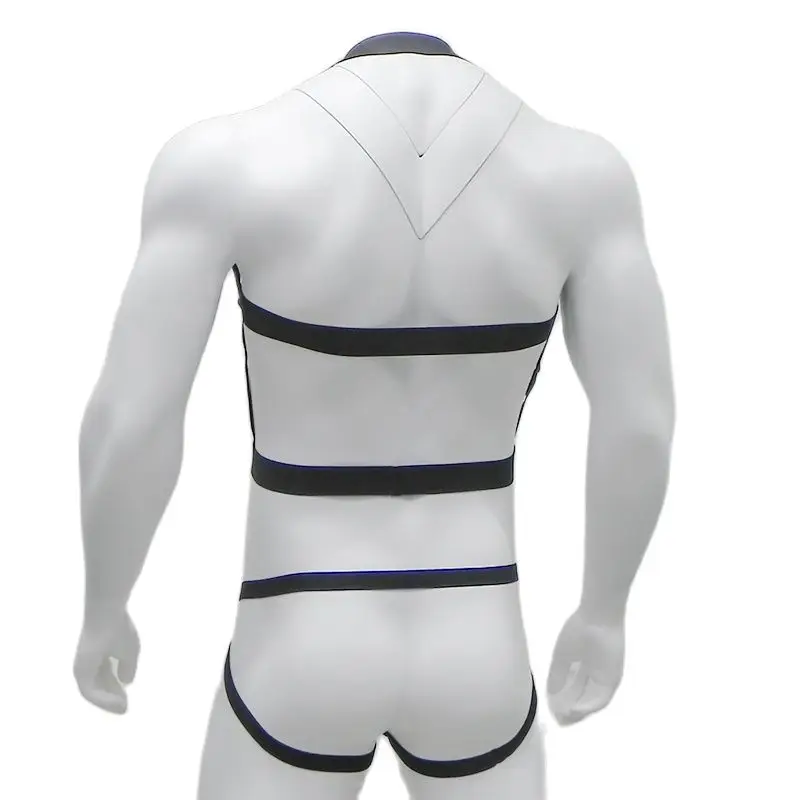 CLEVER-MENMODE Elastic Bondage Harness Mens G-string Thongs Set Body Chest Costume Strap Lingerie Jockstrap Halter Neck Costumes cosplay costume mens bondage lingerie sexy fetish wear