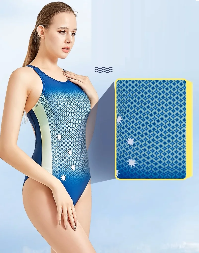 Women Sporty Swimwear Female Belly Covering And Slimming HXBY Girl'S Training Swimsuit One-Piece Boxer Swimsuit With Padded