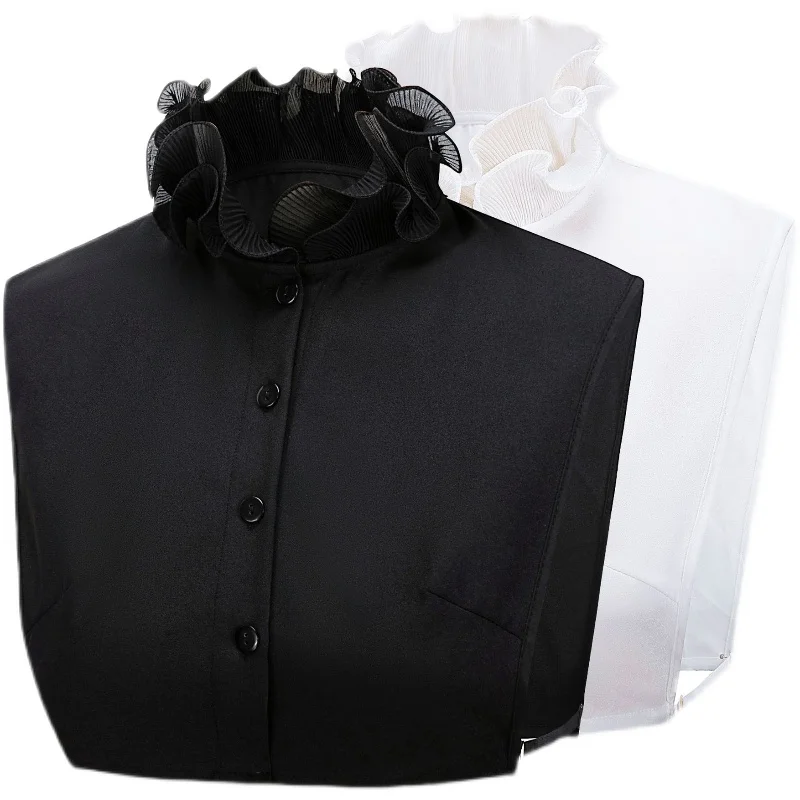 

Ruffle Stand Collar Fake Cuffs Decoration Blouse Detachable Shirt Collar Sweater False Collars Top Women Apparel Accessories