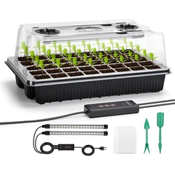 Comprehensive Seed Starter Kit with Grow Lights and Humidity Dome - 40-Cell Tray System (Black)
