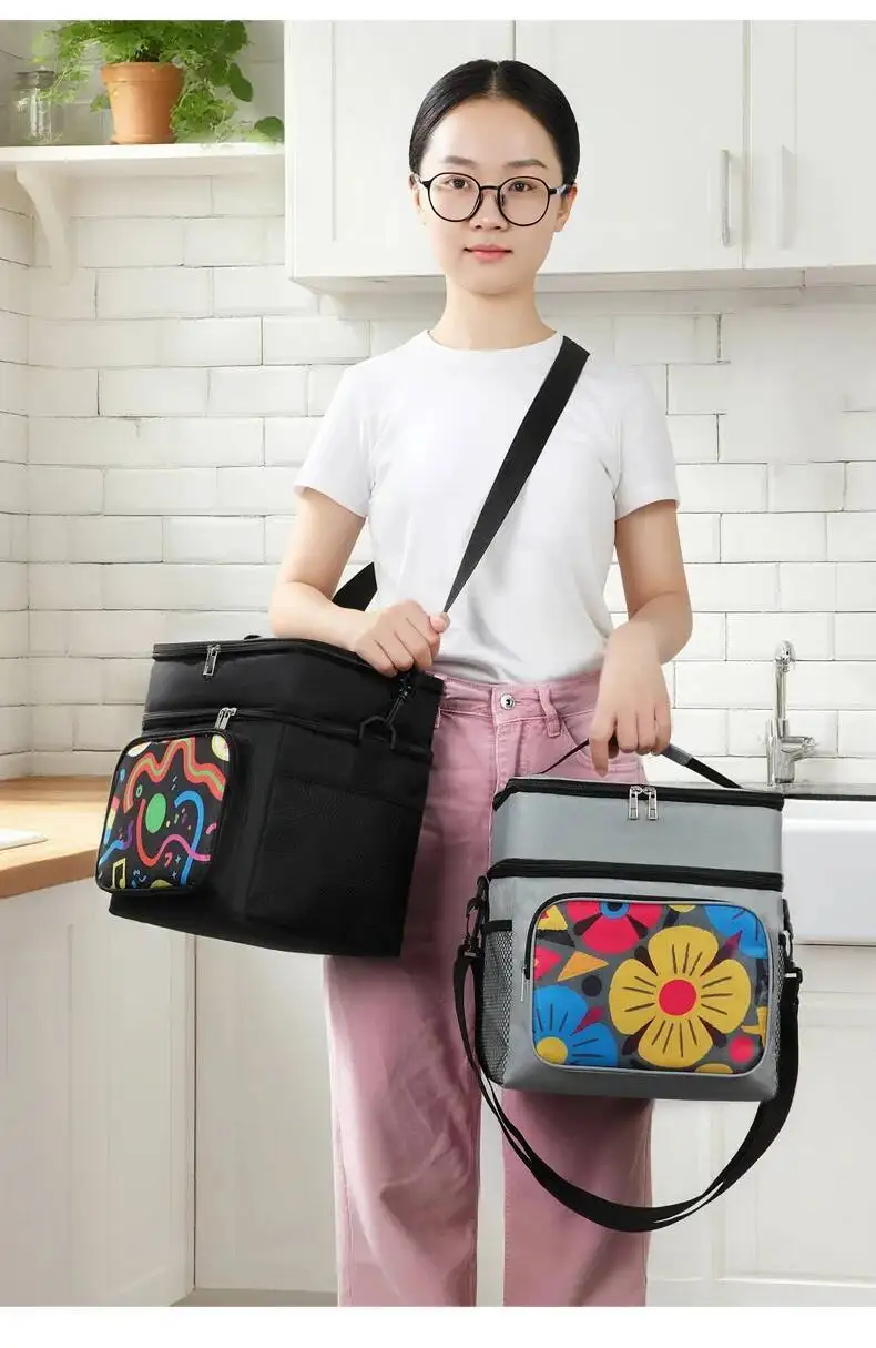 Doppelschichtige Lunchtasche, große Kapazität, gute Aufbewahrung, Kühltaschen, neuer, heiß verkaufter Frischhalte-Eisbeutel für Büroangestellte – Detail 13