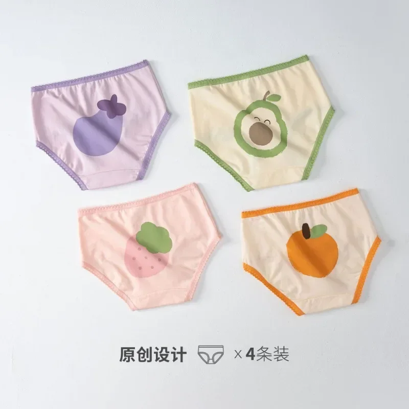 

Children's Underwear Girls Cotton Lace Korean Cartoon Fruit Children Little Girl Baby Antibacterial Triangle Shorts