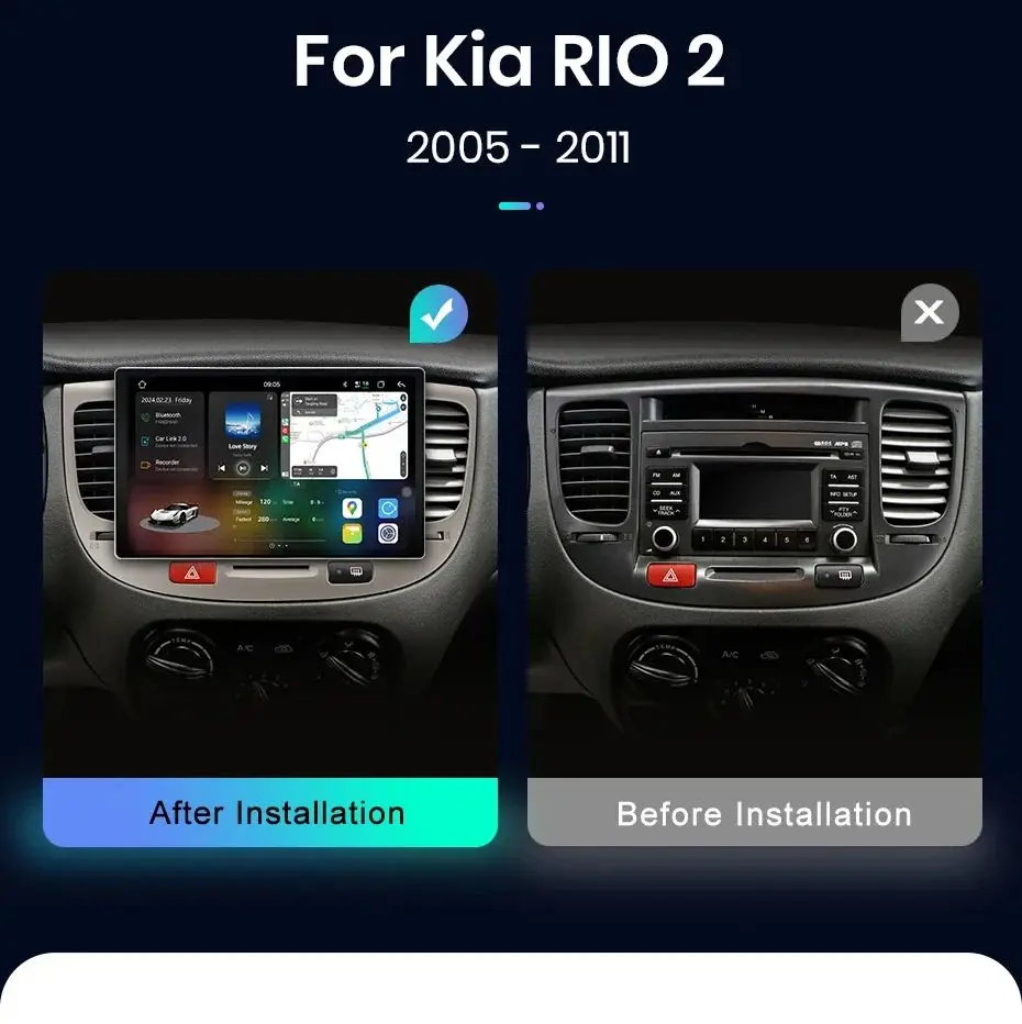 Junsun v3 plus 2k drahtloses Carplay Android Auto Auto intelligente Systeme für Kia Rio 2 2005-2011 Autoradio – Detail 3