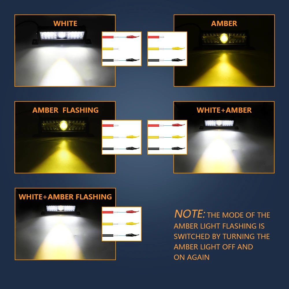 Auto LED Spotlights Work Light Bar White Yellow Flash 120w for Off Road 12V 24V
