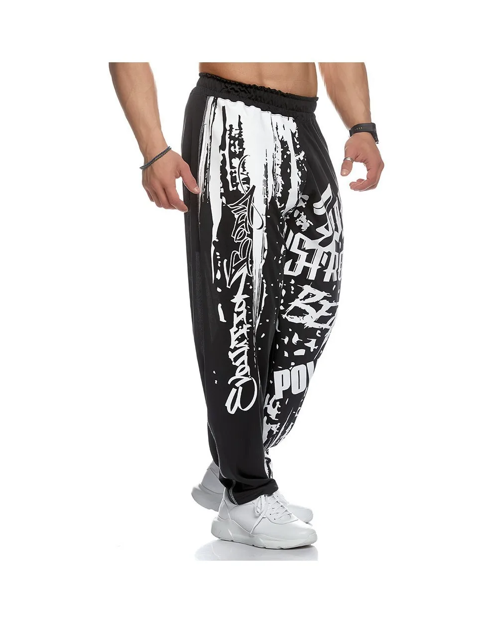 Mens GYM Pants Running Leggings Joggers Workout Fitness Breathable Sport Trousers Painted Letter Hip Hop