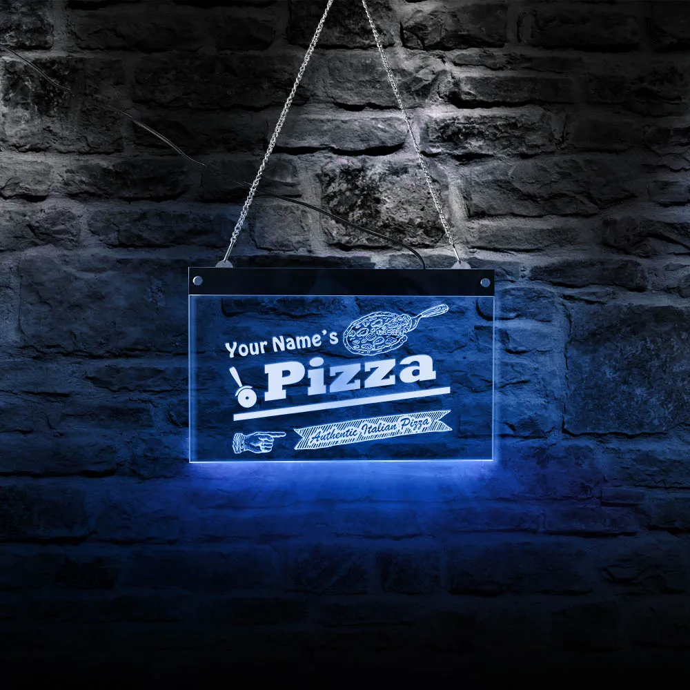 Autentico Italiano Pizza Shop LED Acrilico Cartello Personalizzato