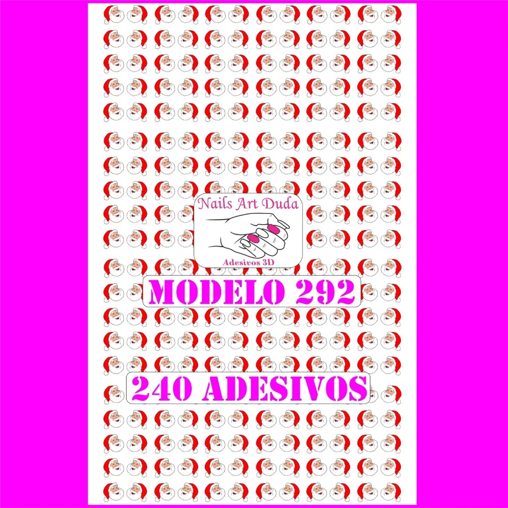240 3D Nail Stickers READY Santa Claus Christmas (4 cards with 60 PCs)-292 model | Красота и здоровье