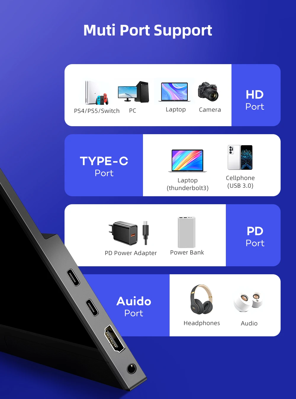 UPERFECT 15.6 ޴  100% sRGB 1080P FHD űĵ ̹ ÷, HDR  ɾ  Ʈ PC PS5 Mac Xbox ܺ  ȭ