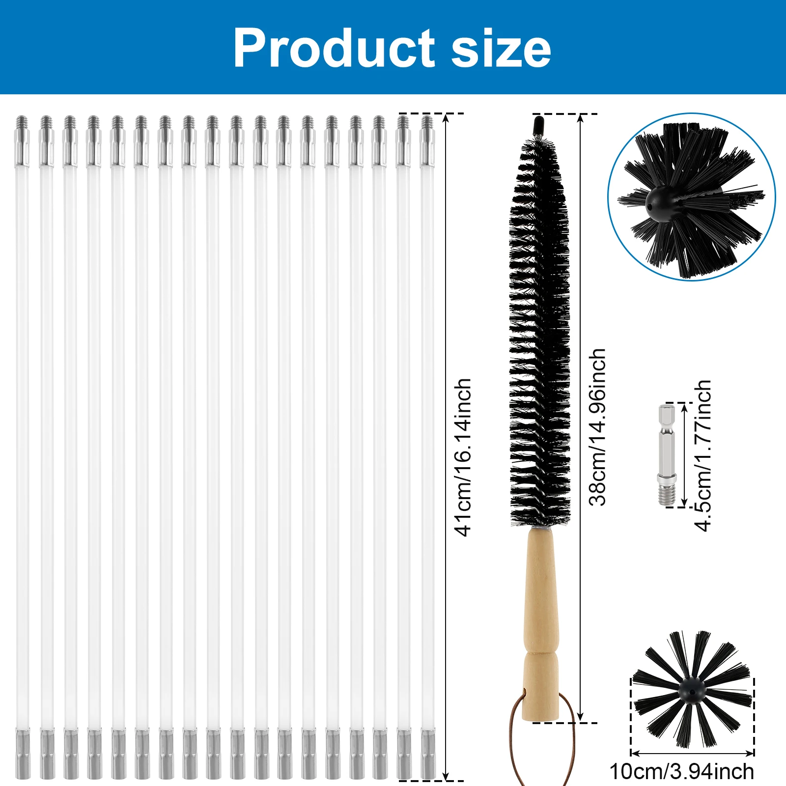 Flexible Rod Chimney Cleaning Brush Set with Extendable Handle