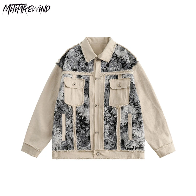 

Korean Fashion New Jackets Couple Long Sleeve Streetwear Turn Down Collar Print Windproof Autumn Winter Graphic Loose New Coats