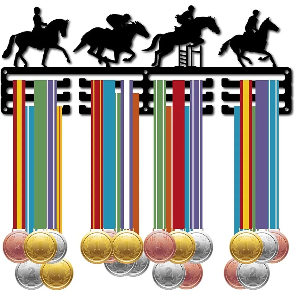 

Hanger Display Horsemanship Medal Holder Rack Sports Metal Hanging Over 60 Medals Athlete Awards Iron Wall Mount Decor for Home