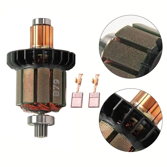 Vasiumic Motor Anker Rotor Set Mit Kohlebürsten - Ersatz Für DHP482 Bohrschrauber