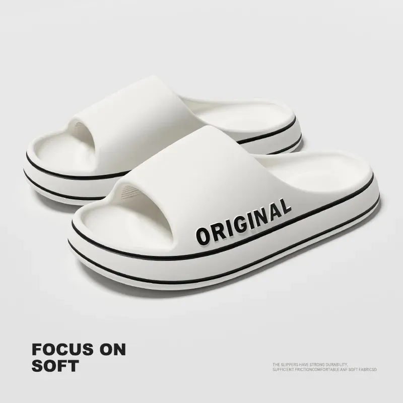 Men Thick Sole Summer Beach Slides Bathroom Anti Slip Slipper Soft Sandals Simplicity Ultra Light Letter Shoe non slip slippers soft slippers beach slippers beach sandals fashion slippers soft non slip slippers non slip sandals