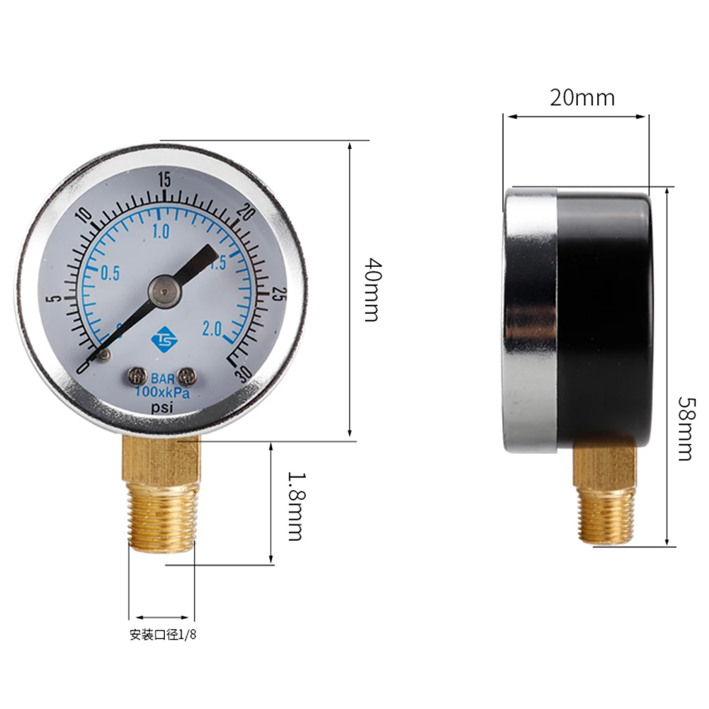 Compact and Lightweight 1pc Low Pressure Gauge for Fuel Air Oil Gas Water Measurement Small Size and Easy to Carry