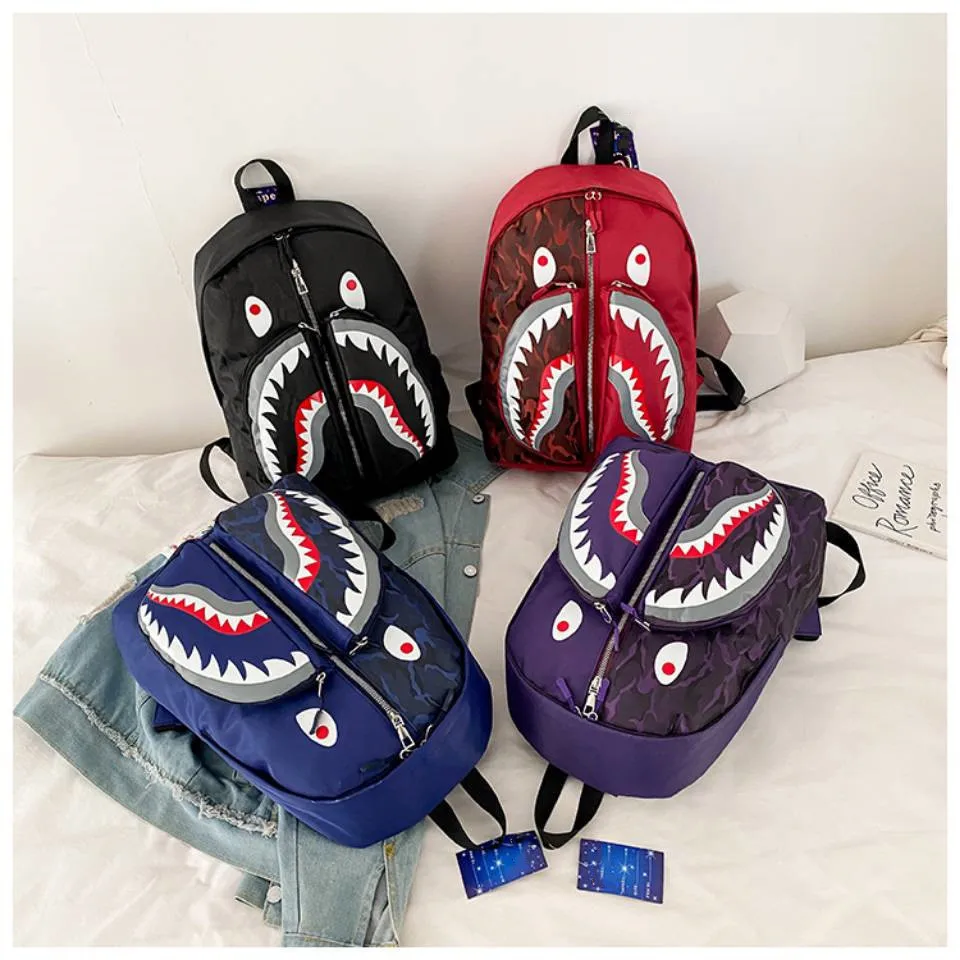 Bape Backpack, Red Bape Backpack, Waterproof Schoolbag for Kids