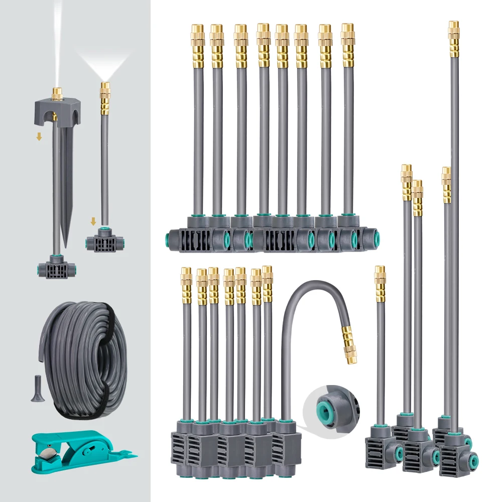 20-50CM Adjustable Brass Garden Sprinkler Nozzle Extension 360&deg; Misting Systems Lawn Watering Irrigation Quick Push