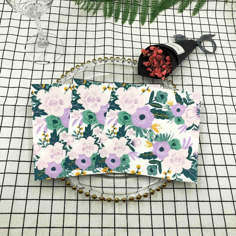 10/20pcs/Pac 2-Ply Colourful Printed Napkins New Floral Flower 2 Colors Creative Folded Napkins Wedding Party Baking Mouthcloths