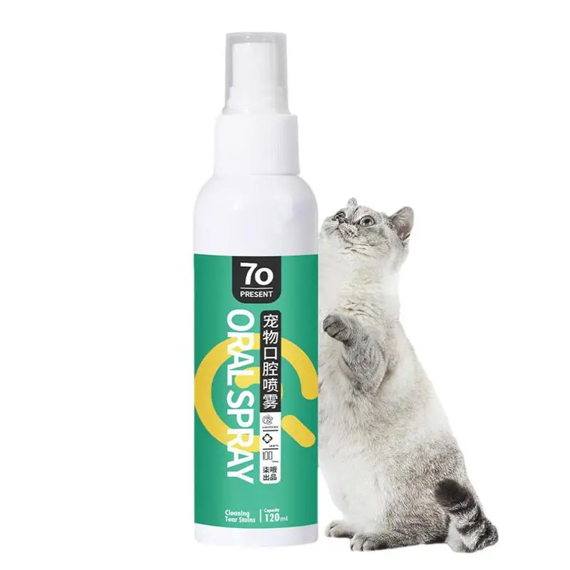 Dog Mouth Spray Dog Breath Freshener And Teeth Cleaning 120ml No Brushing Pet Oral Care Spray Eliminate Bad Dog Breath & Bad Cat