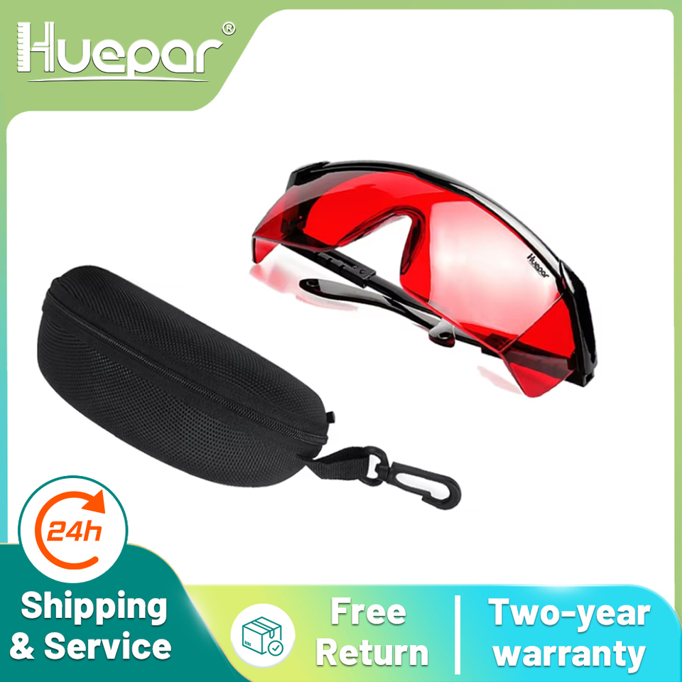 Huepar Red Laser Enhancement Glasses Adjustable Laser Safety Glasses Protection Eyewear Cross Line Rotary Protective Glasses