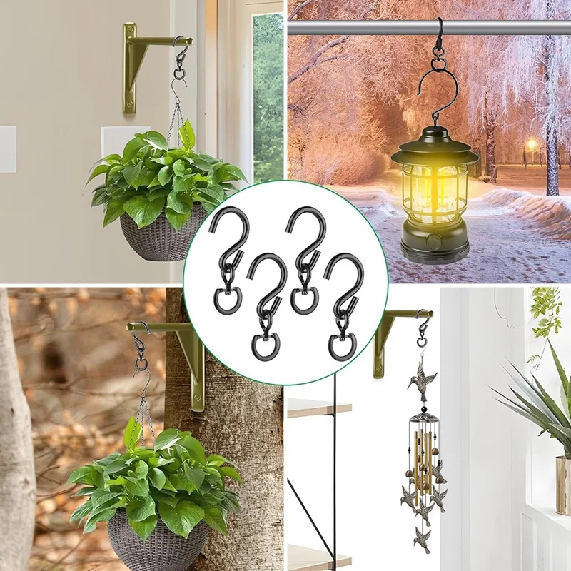 T02C!-4 Pcs Swivel Plant Hanger Pots Hooks Heavy Duty Hanging Plant Hook 360 Degrees Swivel Metal Hooks For Indoor And Outdoor