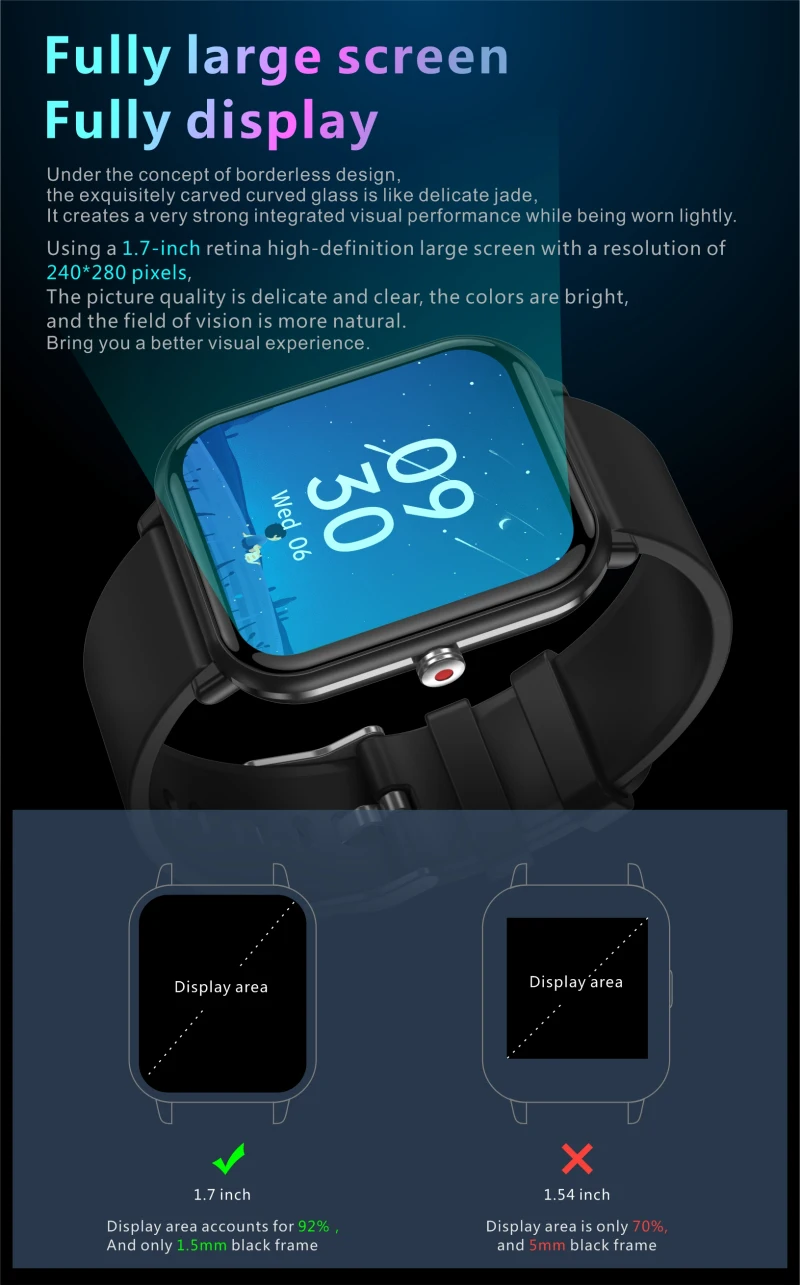 Q9 Pro Smart Watch Men 1.69inch Heart Rate Monitor Smart Bracelet Sport Fitness Inteligente Digital Clock Smartwatch