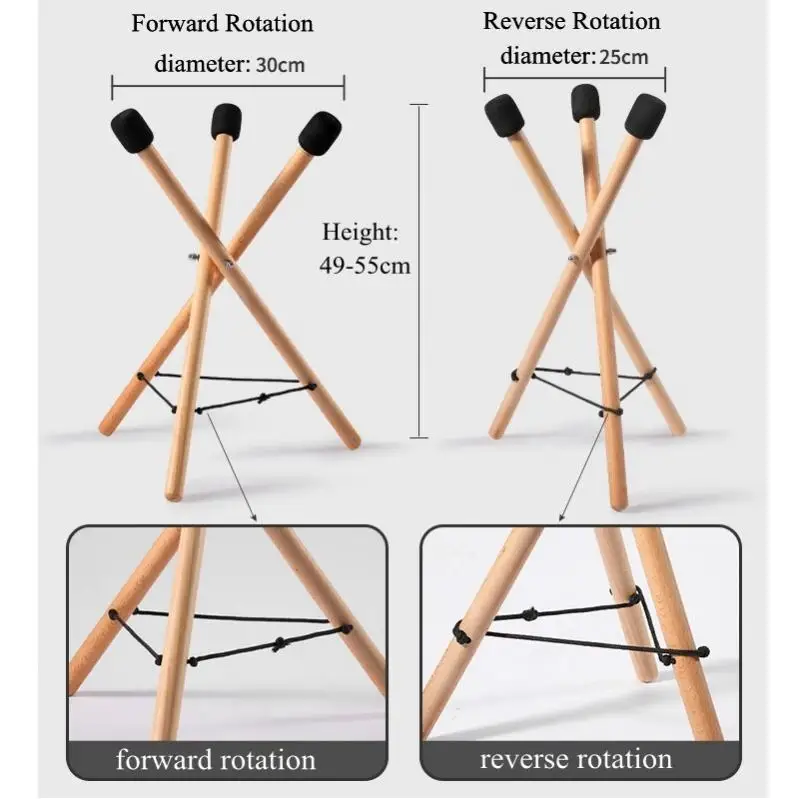 Tongue Hand Drum Stand Support Wood Floor Triangle Bracket Hang Handpan Universal Folding Portable For drums above 10 inches Drum Stand