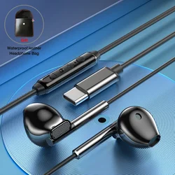 EARDECO Premium Noise-Canceling Wired Headphones with HiFi Bass and Built-In Microphone (Black type C)