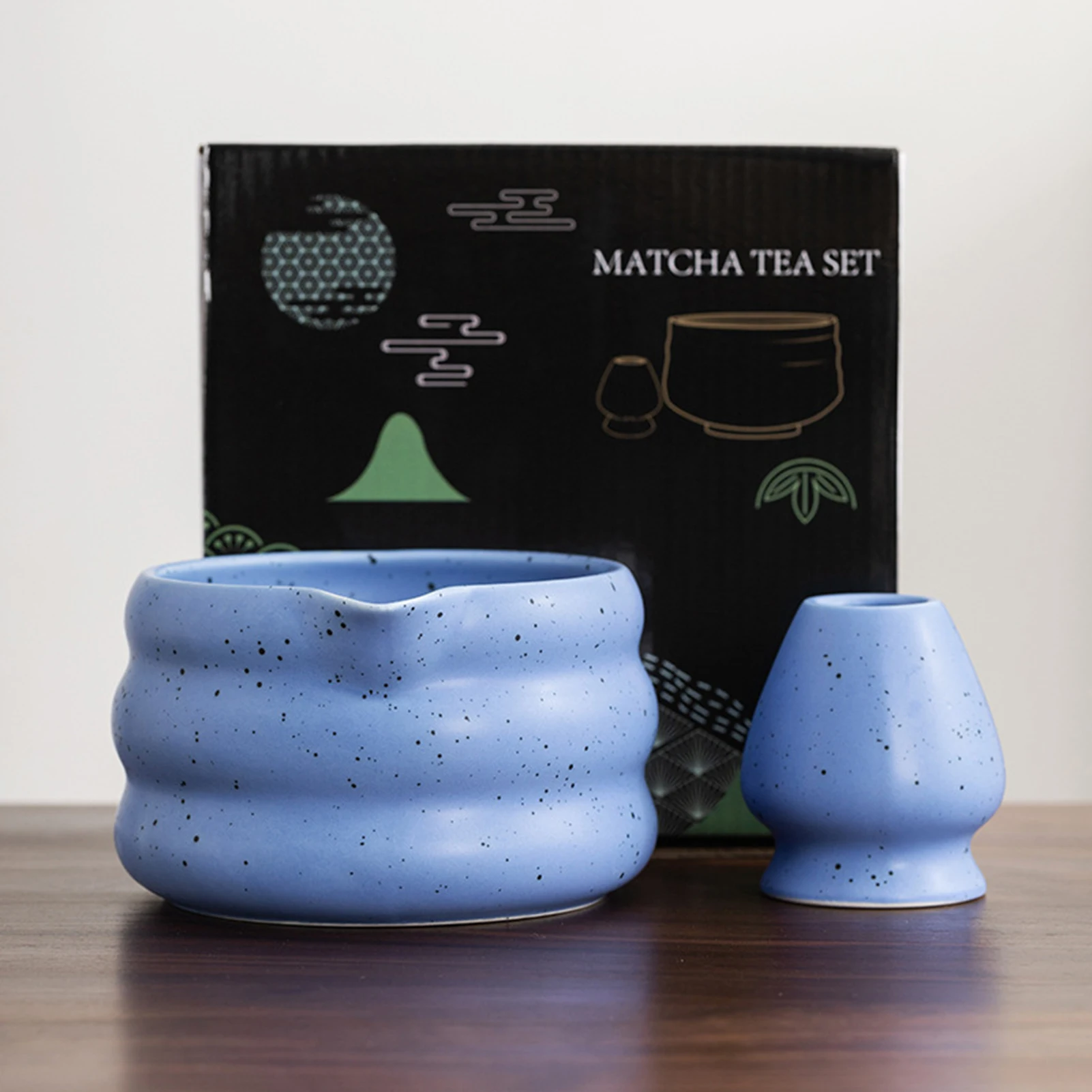 2pcs/set Matcha Bowl Jar Tea Set Professional Matcha Tool Japanese Household Traditional Whisk Holder for Birthday Gifts