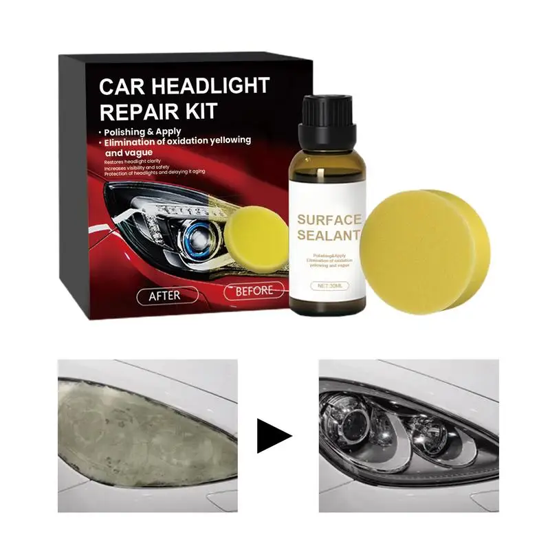 

Car Headlight Polishing Agent 30ml Scratch Remover Fluid Headlight Renewal Polish And Maintenance Liquid Kit Auto Accessories