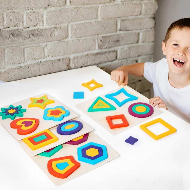 Montessori Toy Wooden Shape Peg Puzzles Educational Toy Kids Valentines Day Gifts for Ages 2~4 Kids Boys Girls Birthday Gifts wooden jigsaw puzzles wooden puzzle toys educational puzzles