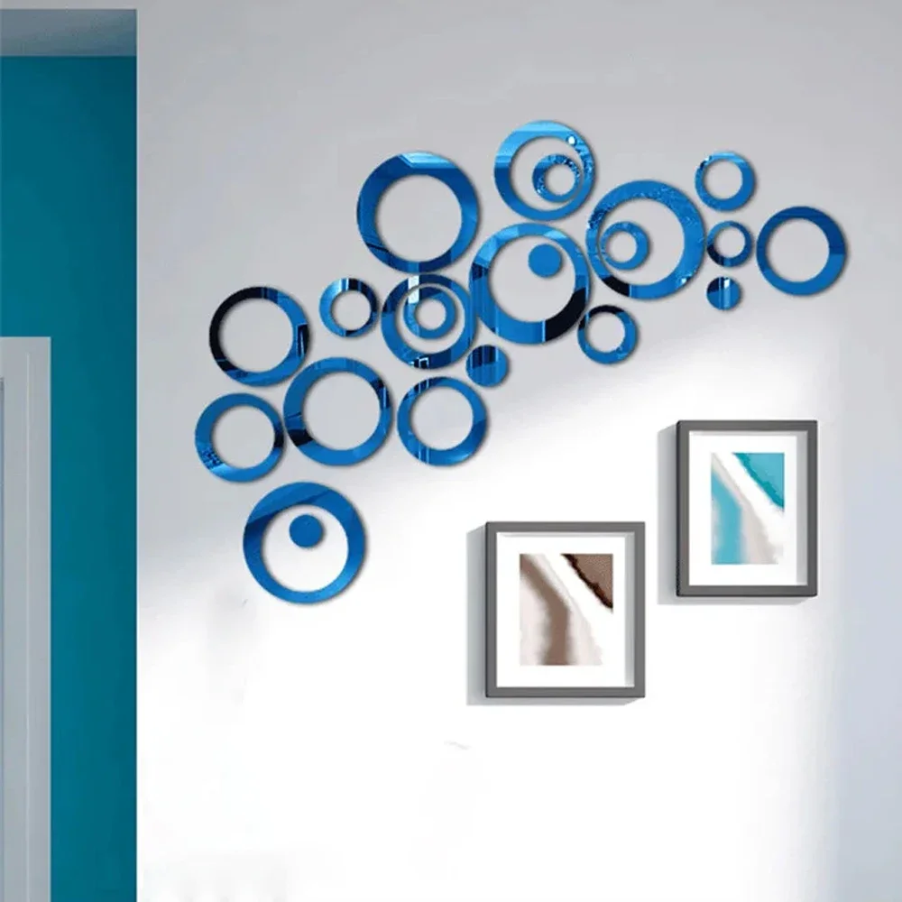 3D Acrylic 6/26Pcs Circular Mirror Wall Sticker Self-Adhesive Mirror Decals Office Living Room DIY Art Bedroom Decoration 1