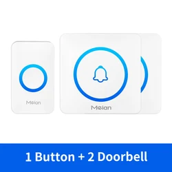 Smart Home Wireless Doorbell with Waterproof Outdoor Design and Adjustable Chime Kit - EU Plug (1Button 2Bel-White)