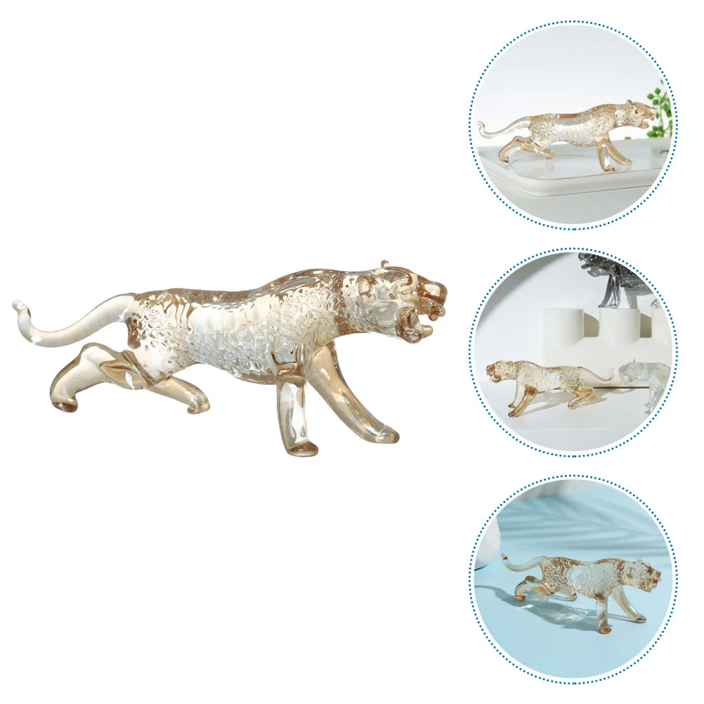 

Crystal Leopard Figurine Lovely Leopard Statue Desktop Leopard Sculpture Home Ornament