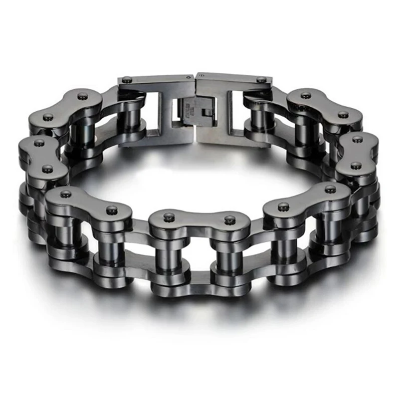 Heavy Punk Rock Rainbow Blue Chain Bracelet in Titanium Steel
