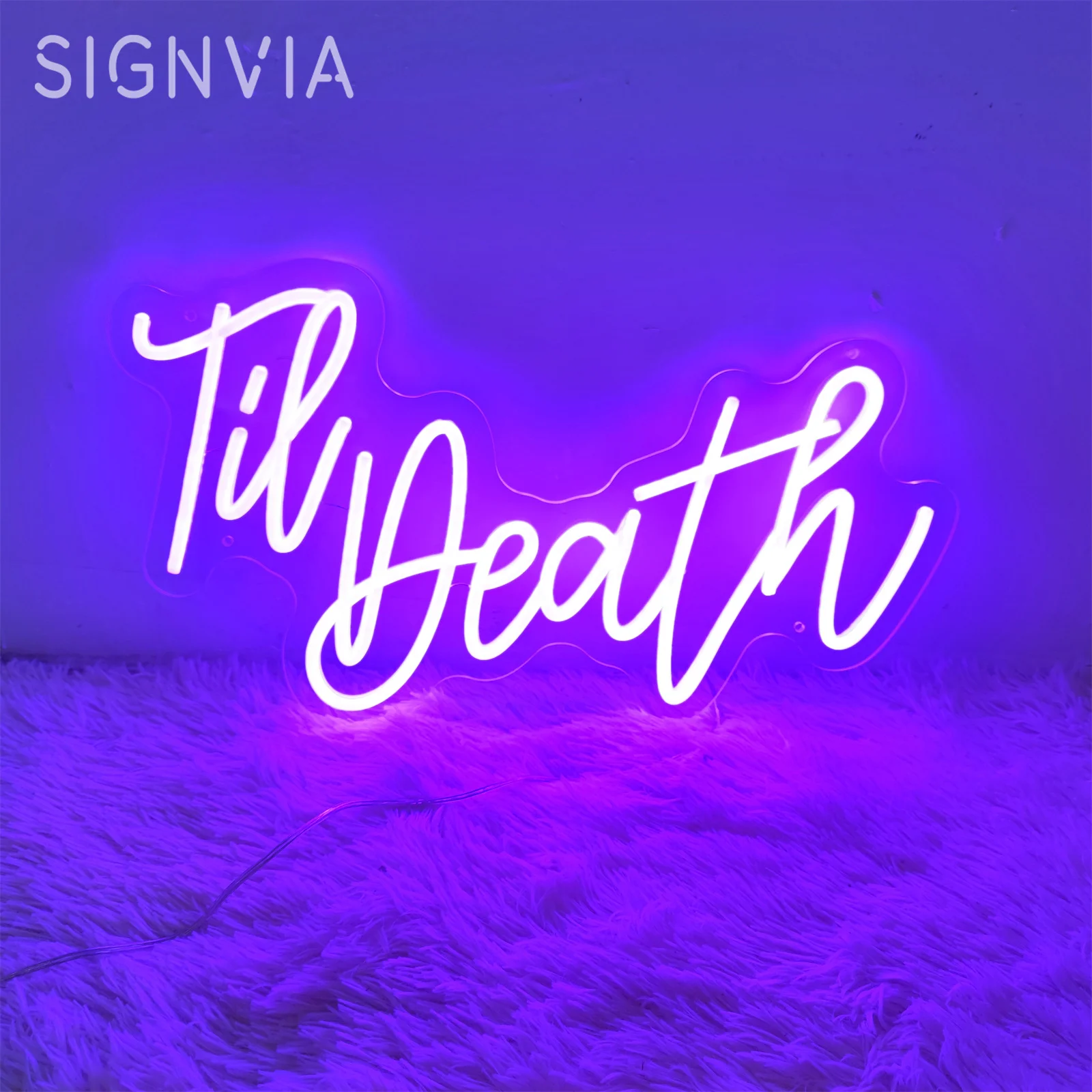 

LED Neon Sign Til Death Neon Lights Bar Party Club Wedding Aesthetic Decoration Neon Signs Wall Art Room Decor LED Night Lights